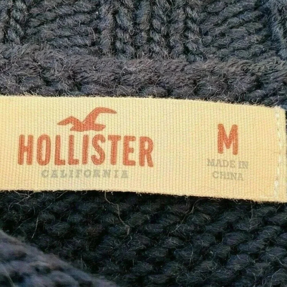 HOLLISTER Women Long Sleeve Pullover Crew Neck Blue Knit Sweater Size Medium - Picture 10 of 12